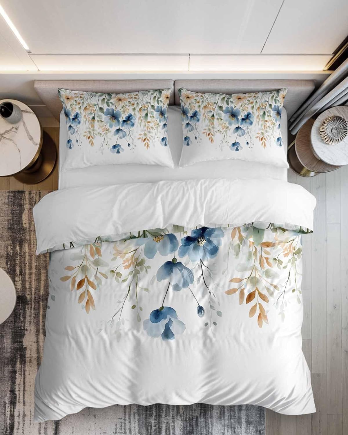 ZOE GARDEN Blue Floral Duvet Cover Set