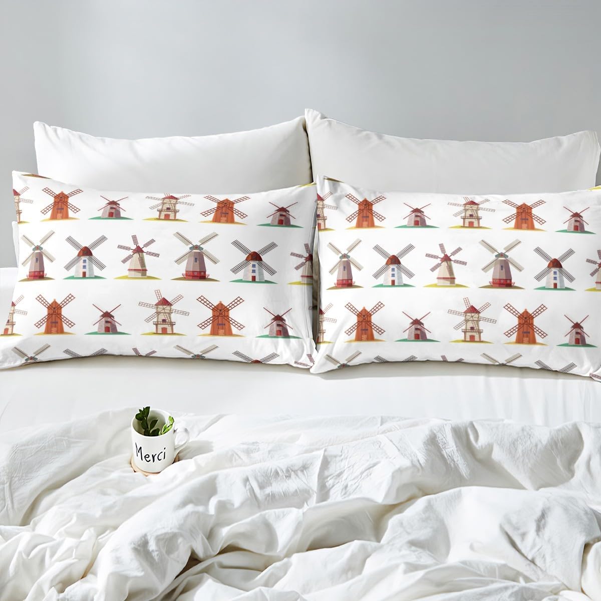 Erosebridal Wooden Windmill Duvet Cover Set