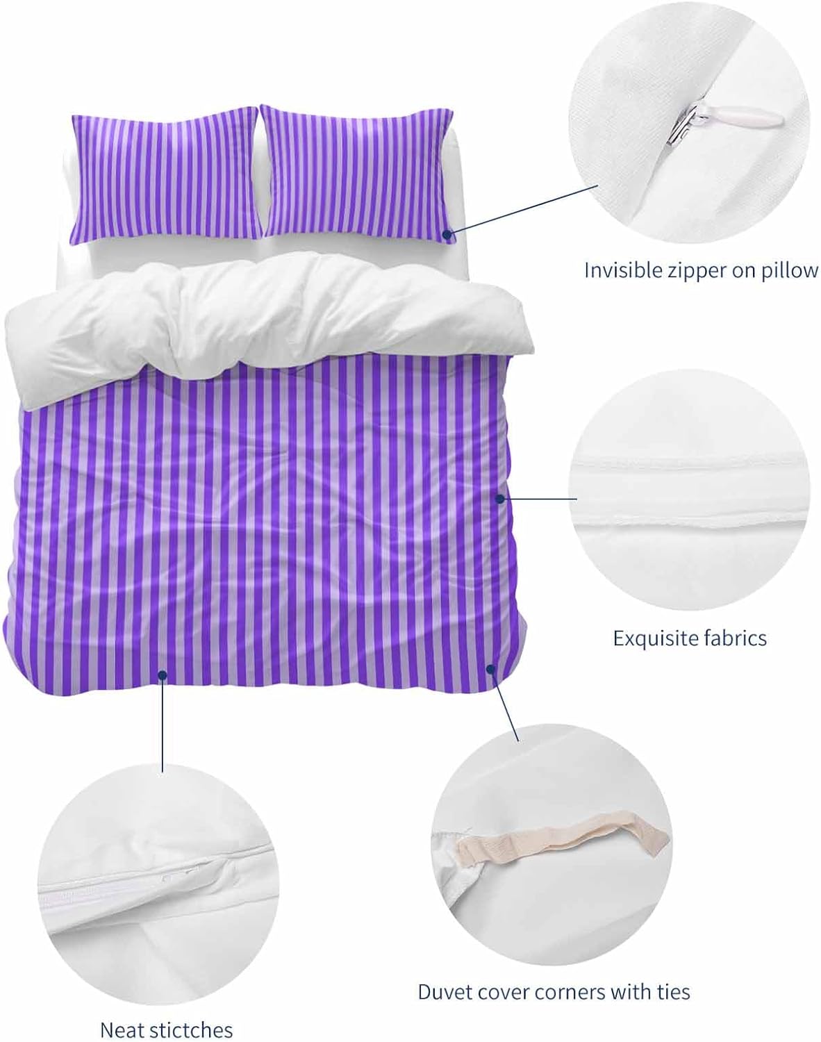 ZOE GARDEN Blue Purple Duvet Cover Set with Pillowcases