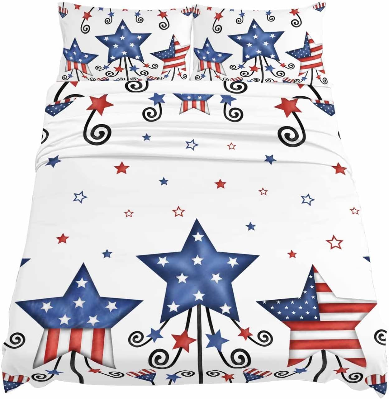 Boanket Bedding King Sheet Set 4th of July 4 Piece Microfiber
