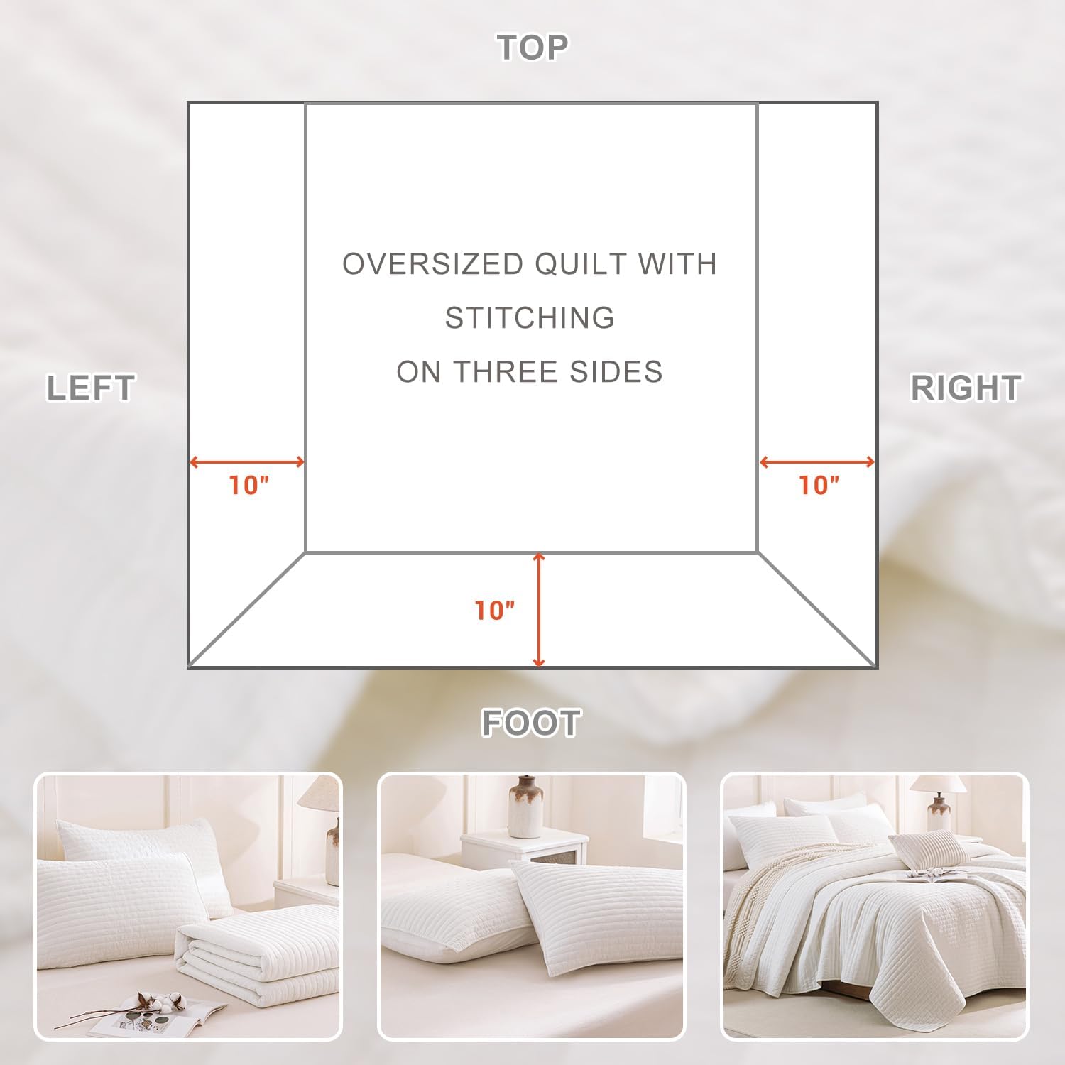Sanracie Stonewashed King Quilt Set 3PCS Extra Large
