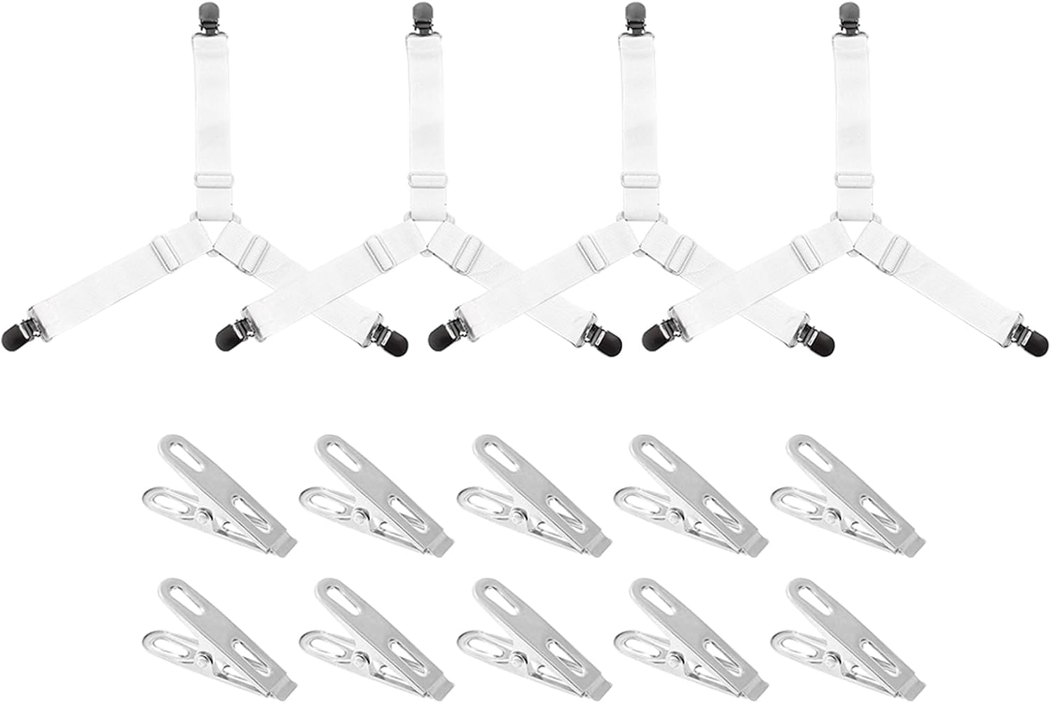 Saycker 4Pcs Sheet Straps with Metal Clips