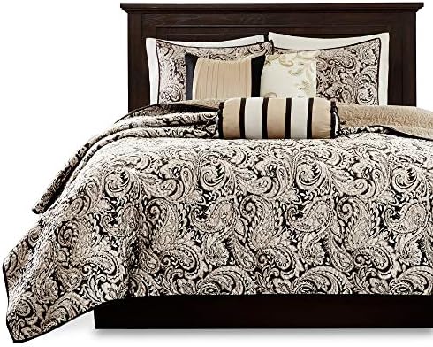 Madison Park Quilt Damask Paisley Black 6 Piece Set