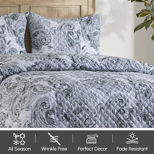 Elegant Comfort 3-Piece Reversible Floral Paisley Bedspread Set 1