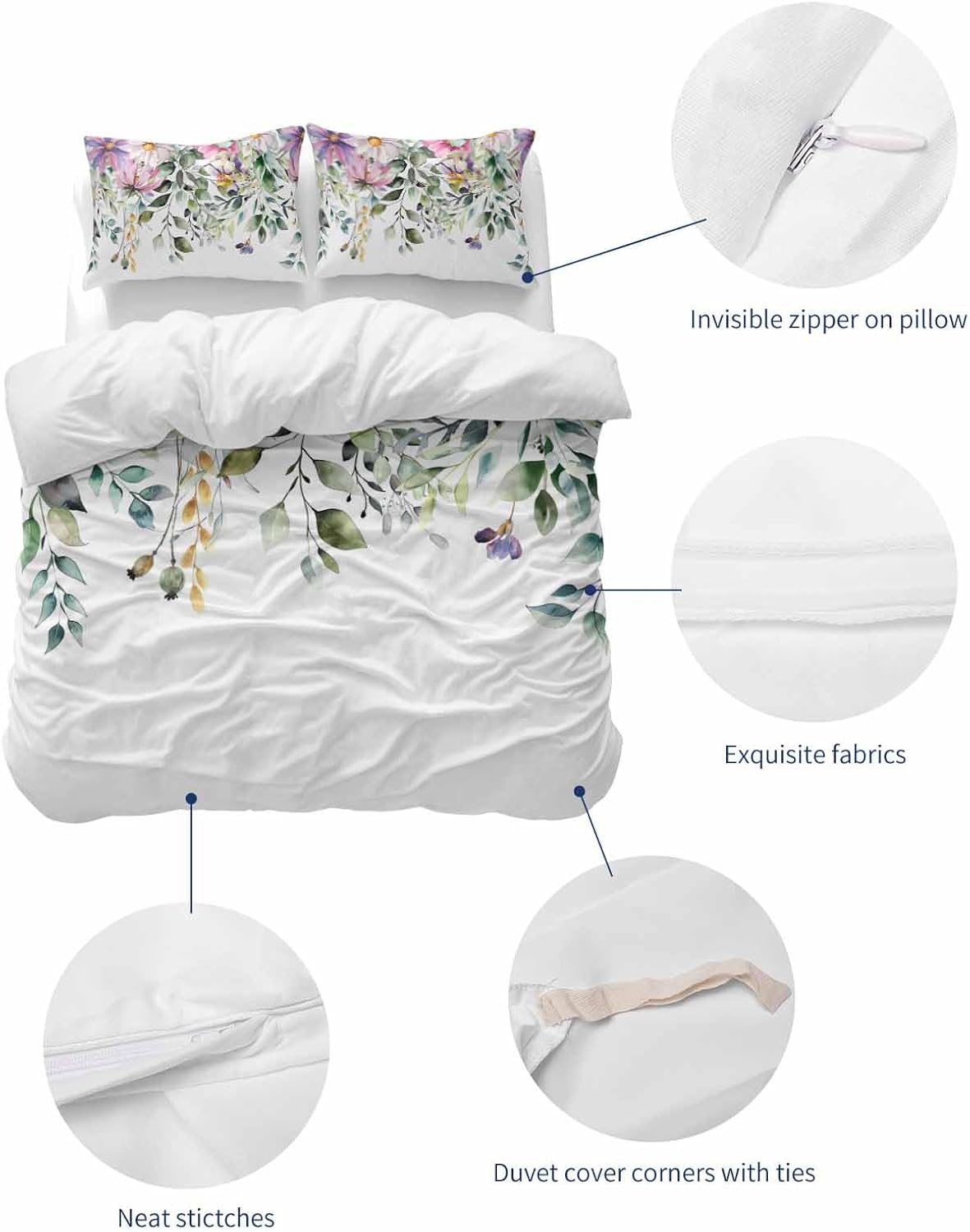 ZOE GARDEN Eucalyptus Duvet Cover Set 3 Piece