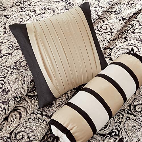 Madison Park Quilt Damask Paisley Black 6 Piece Set