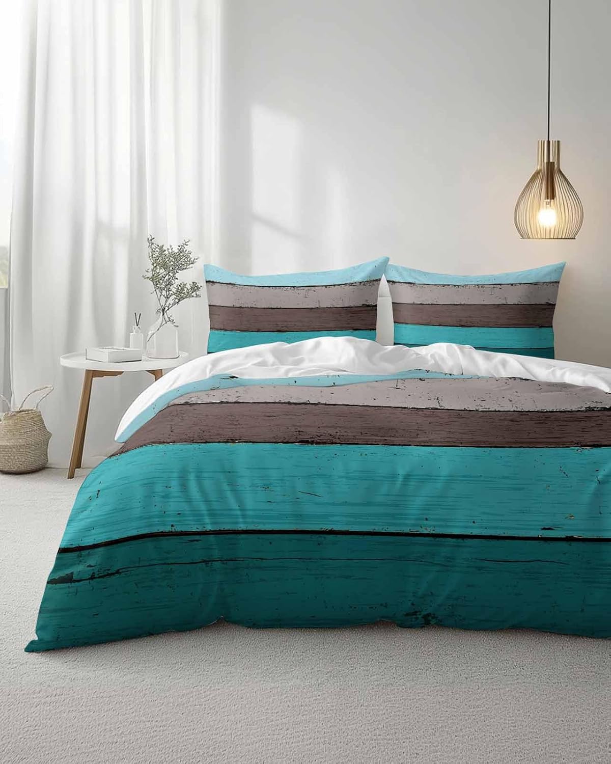 ZOE GARDEN Aqua Grey Duvet Cover Set