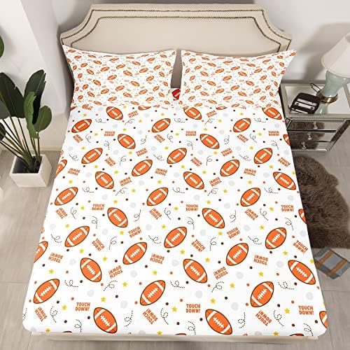 Jejeloiu King Size Football Bed Sheet Set with Deep Pockets