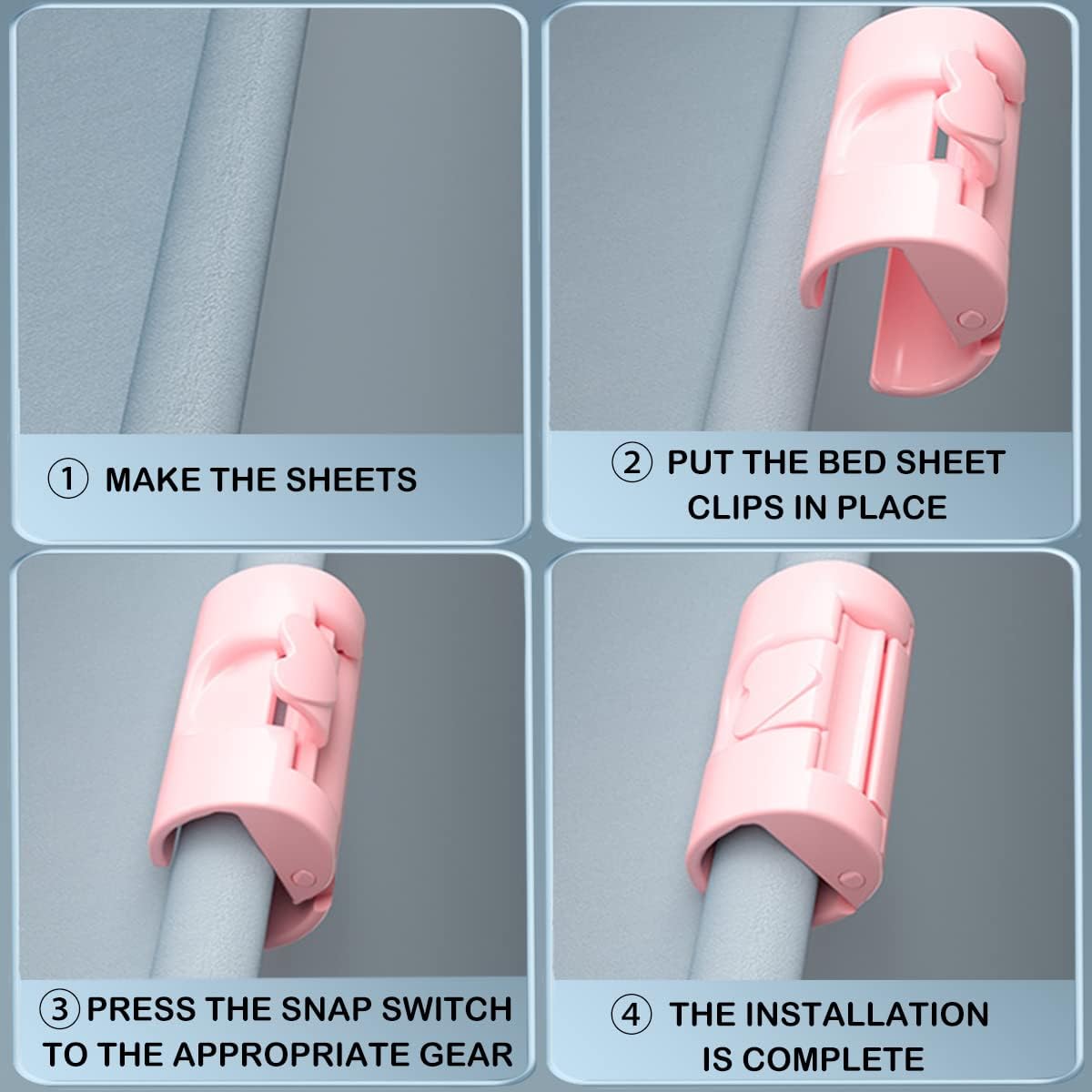 10 Pack Bed Sheet Grippers with Two-Speed Adjustment