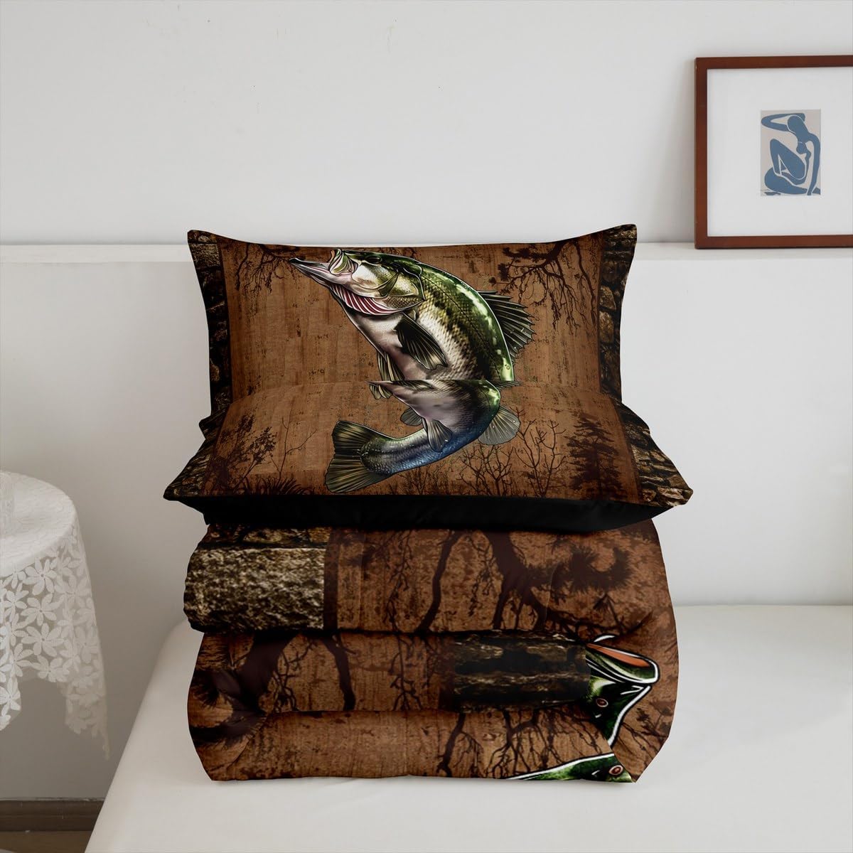 Feelyou King Size Fish Comforter Set 3Pcs