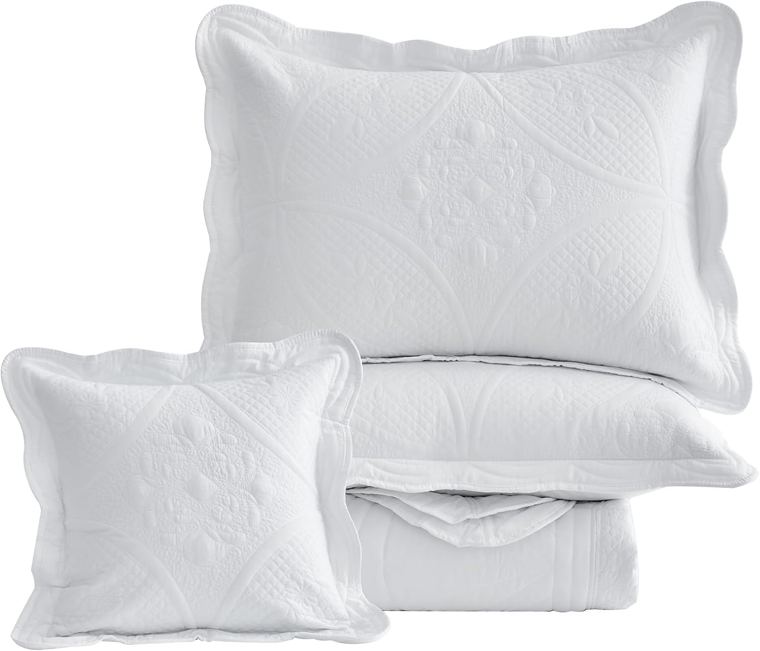 DaisyHuang Oversized Bedspread Set - 5 Piece White Reversible