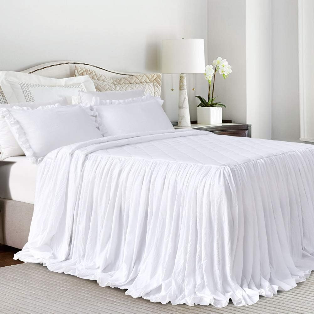 QSH Queens House Ruffle Skirt Bedspread 3 Piece Set