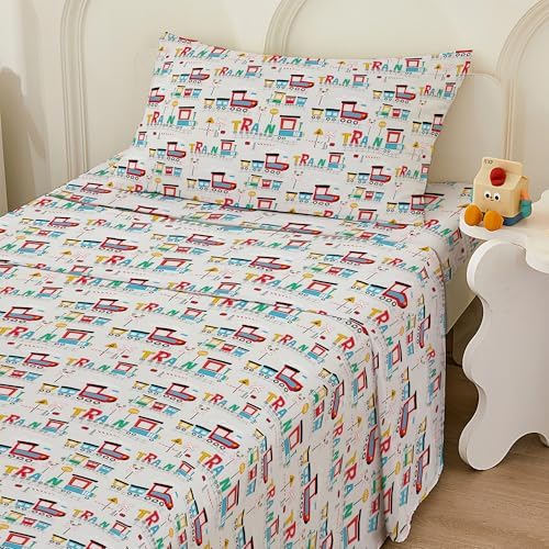 Bedmoon Boys Twin Sheets with Train Pattern