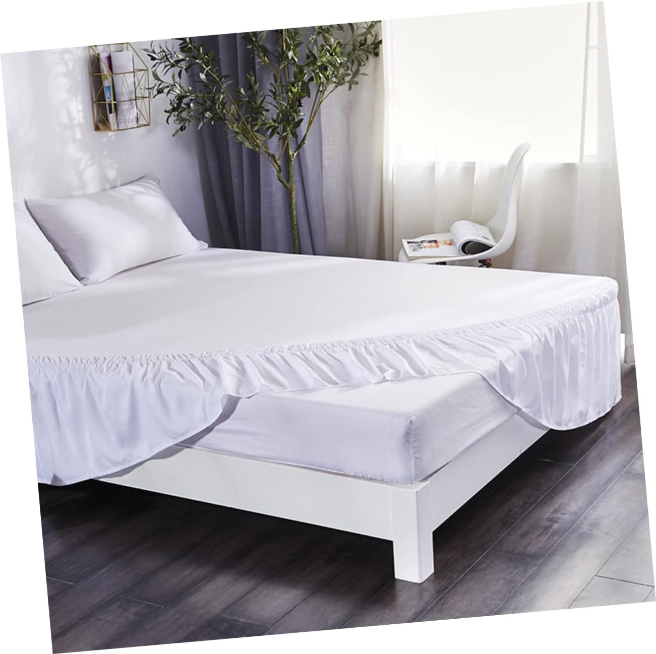 Elastic Bed Skirt - Ruffled Pleated Design for Full Bed Coverage