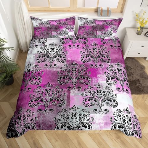 Erosebridal Damask Floral Duvet Set with 1 Pillowcase