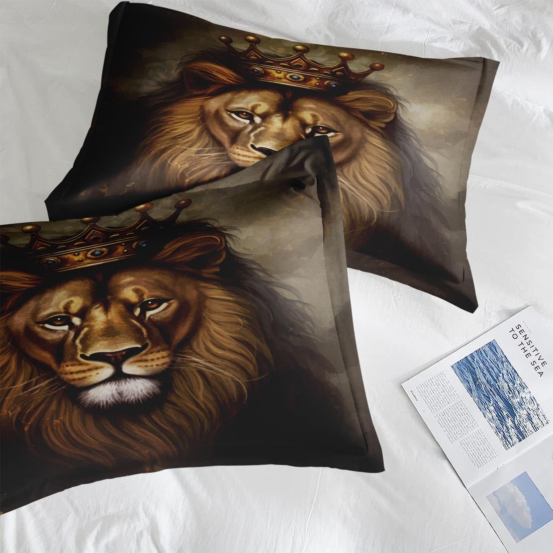 Pamnest Full Size Microfiber Bed Sheet Set with King Lion Pattern