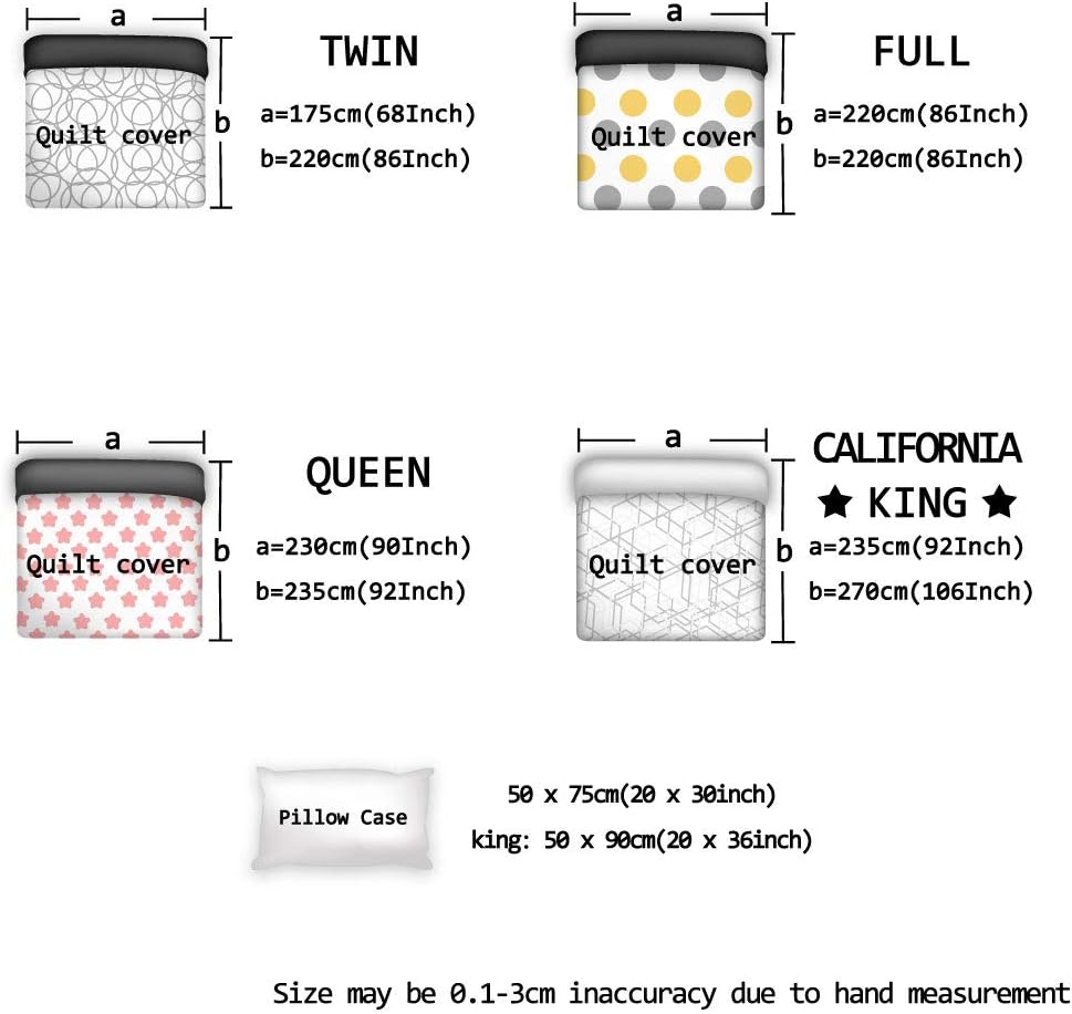 LooPoP California King Duvet Cover Set with Zipper and 2 Pillow Cases