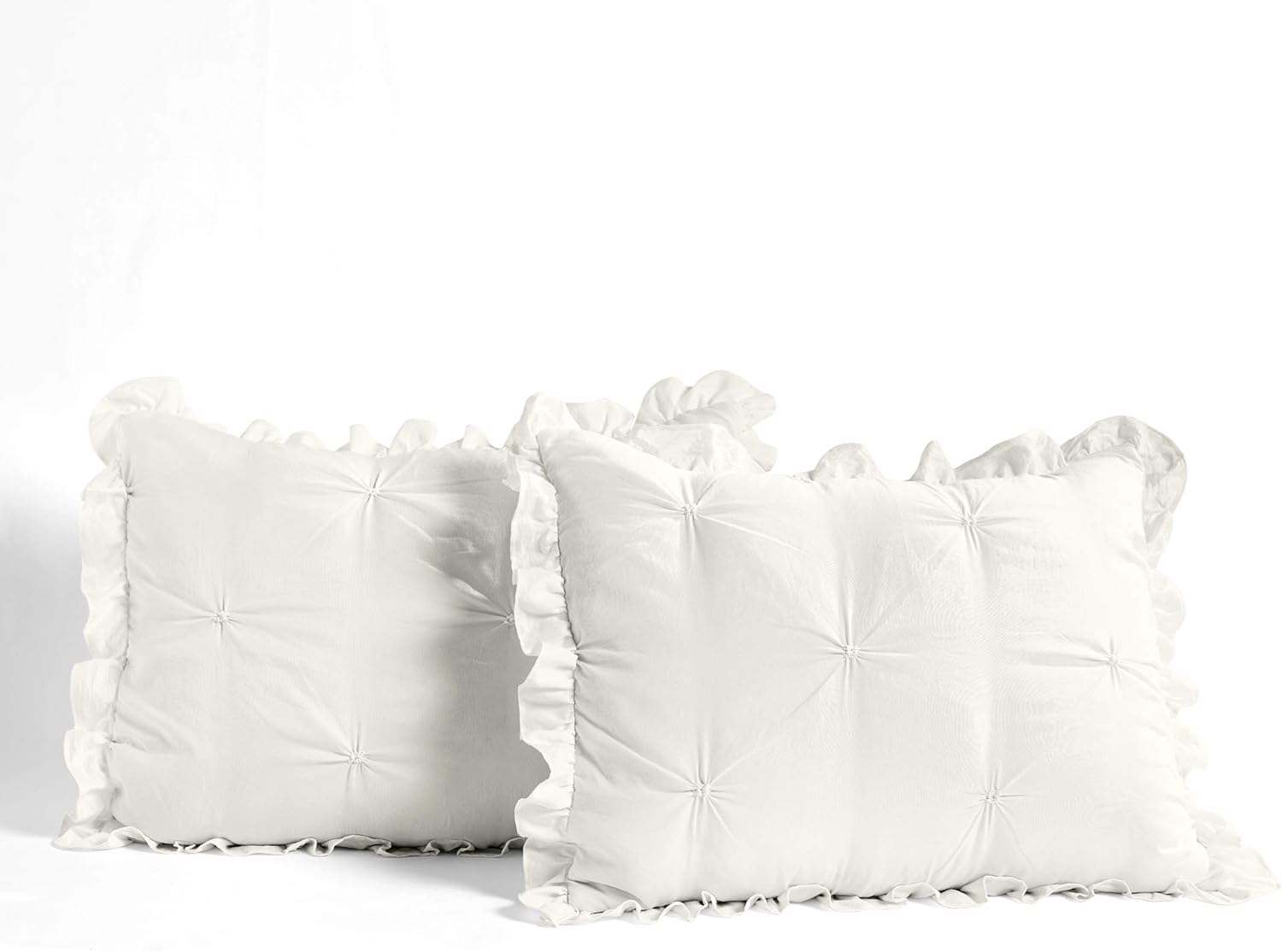 Lush Decor Ravello Pintuck Ruffle Skirt Bedspread Set King White