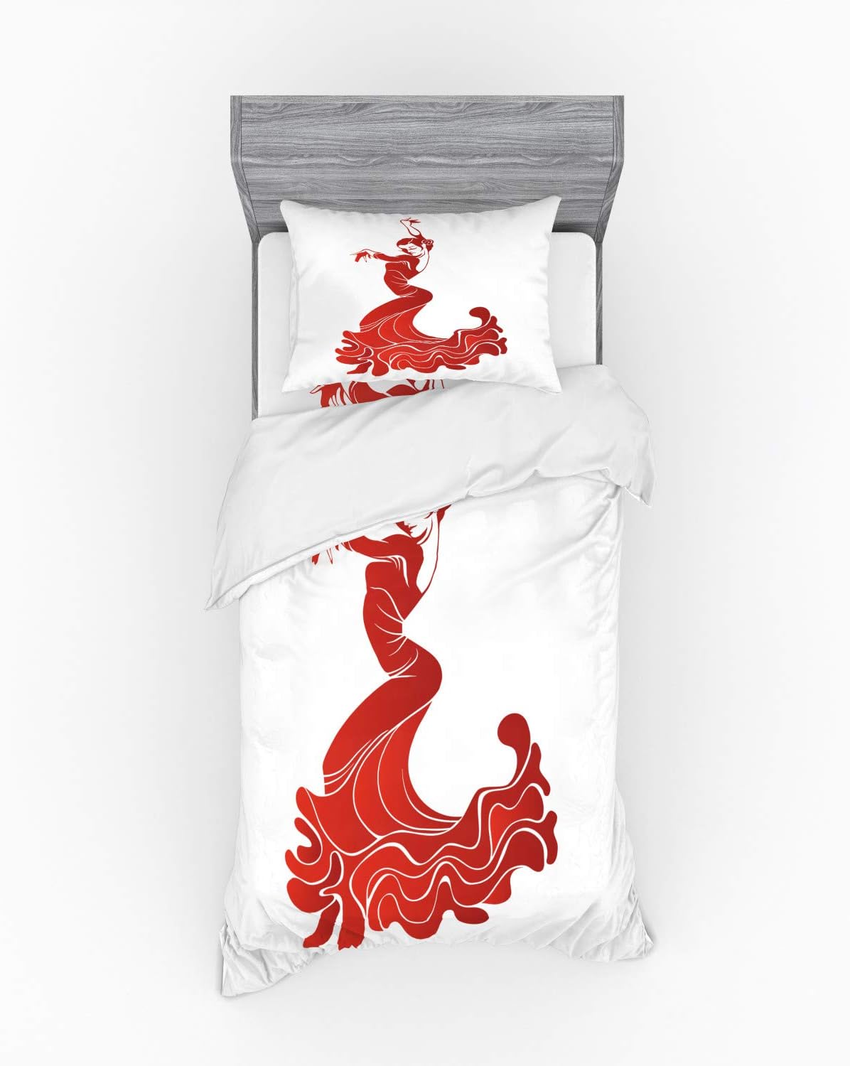 Ambesonne Spanish Duvet Cover Set Twin Size Vermilion and White