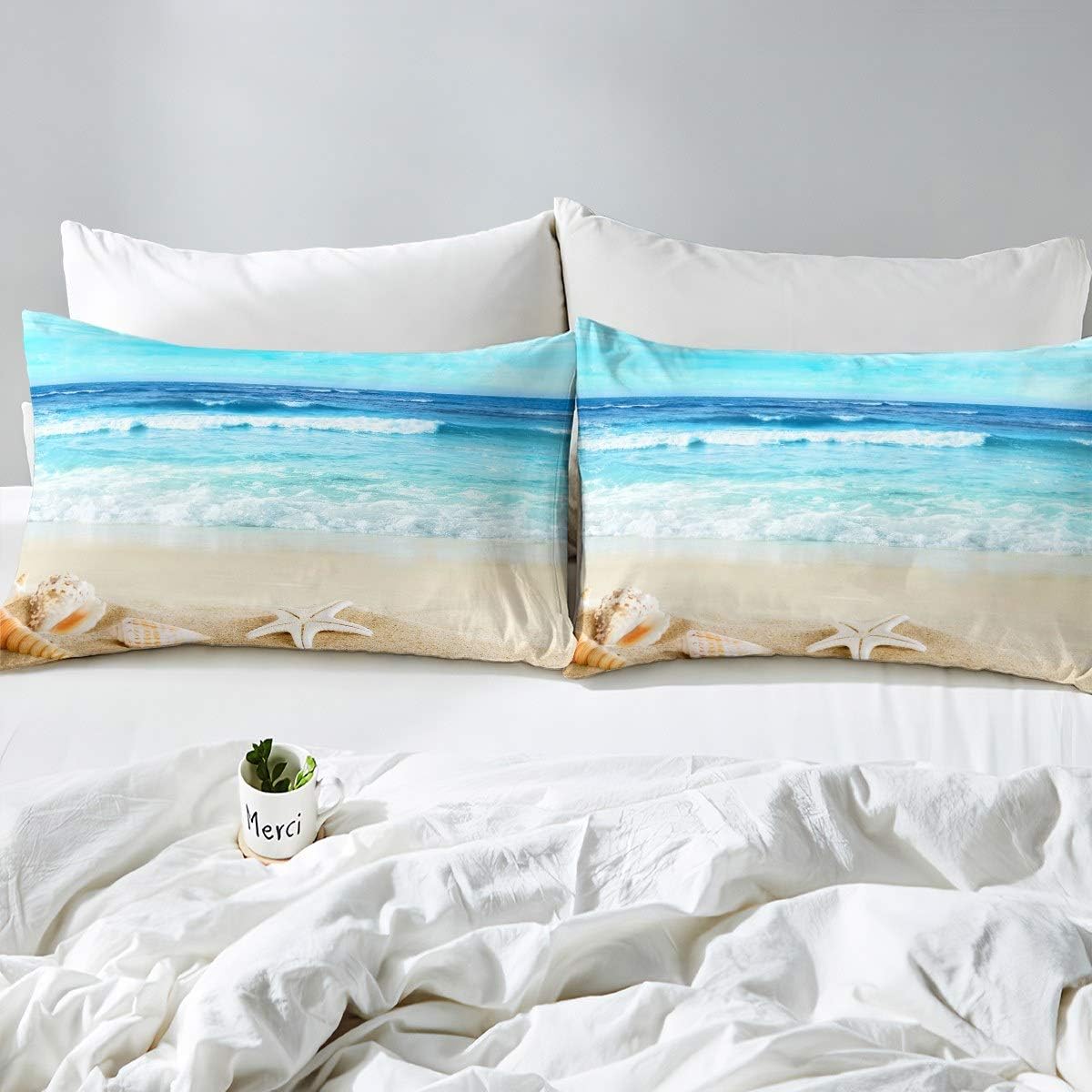 Feelyou Hawaii Beach Bedding Set 3Pcs Queen Size