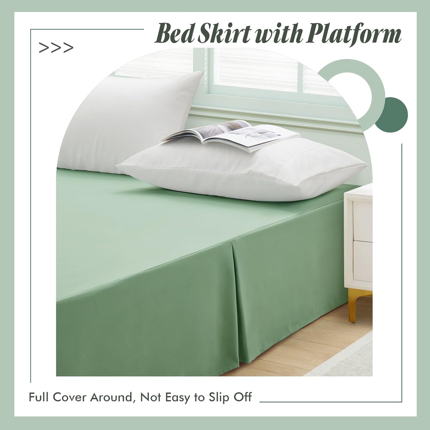 Heywaller 14 Inch Drop Bed Skirt Twin Size Sage Green 1
