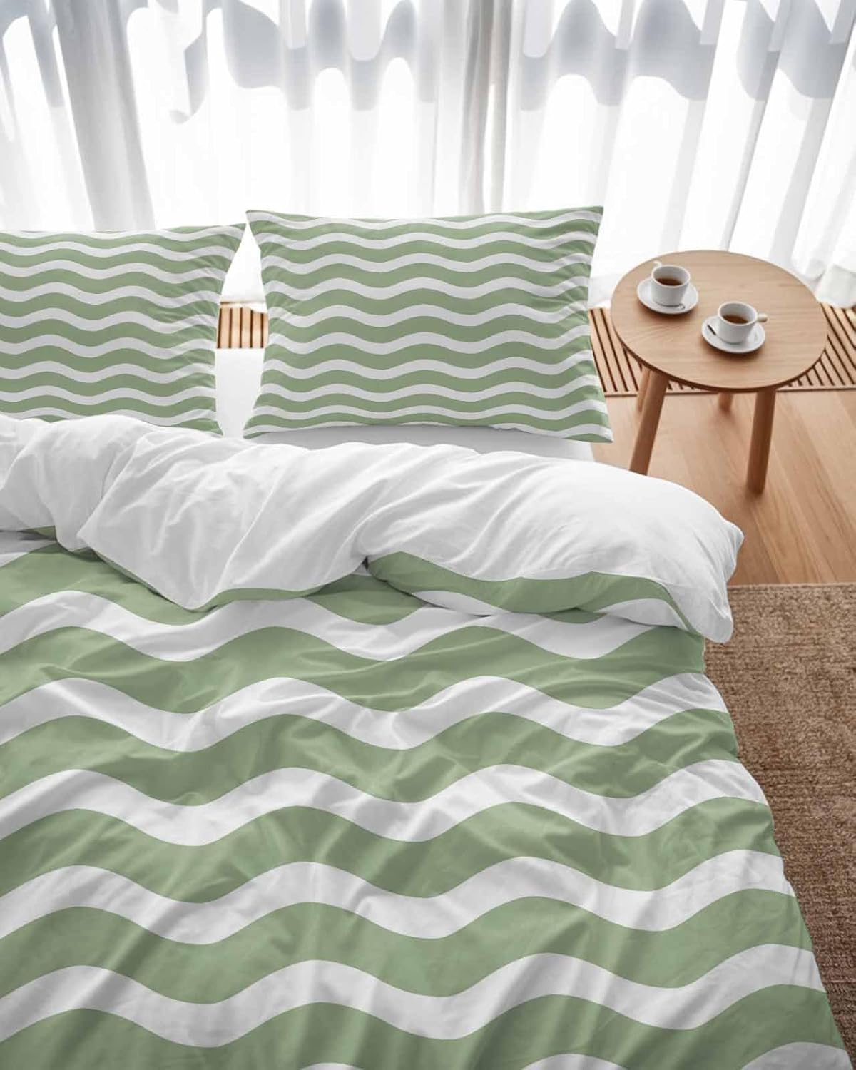 ZOE GARDEN Sage Green Duvet Cover Set 3 Pieces Full Size