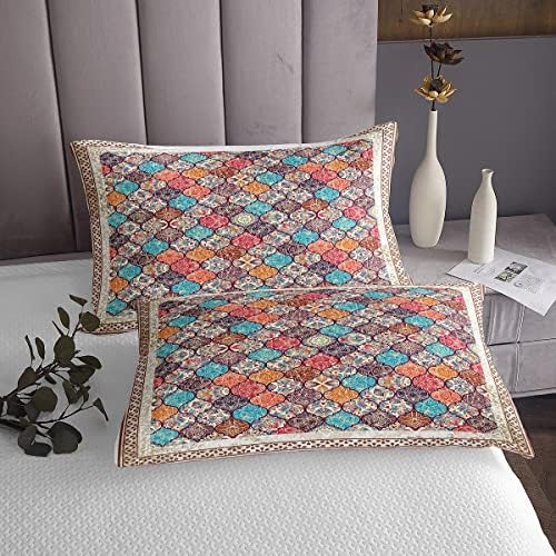 Erosebridal Exotic Boho Damask Flower Quilted Bedspread Set