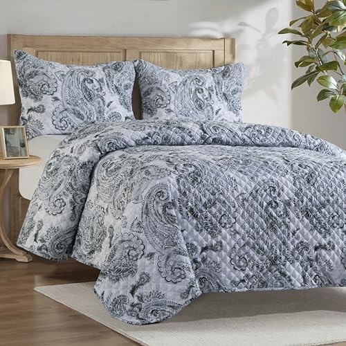Elegant Comfort 3-Piece Reversible Floral Paisley Bedspread Set 1