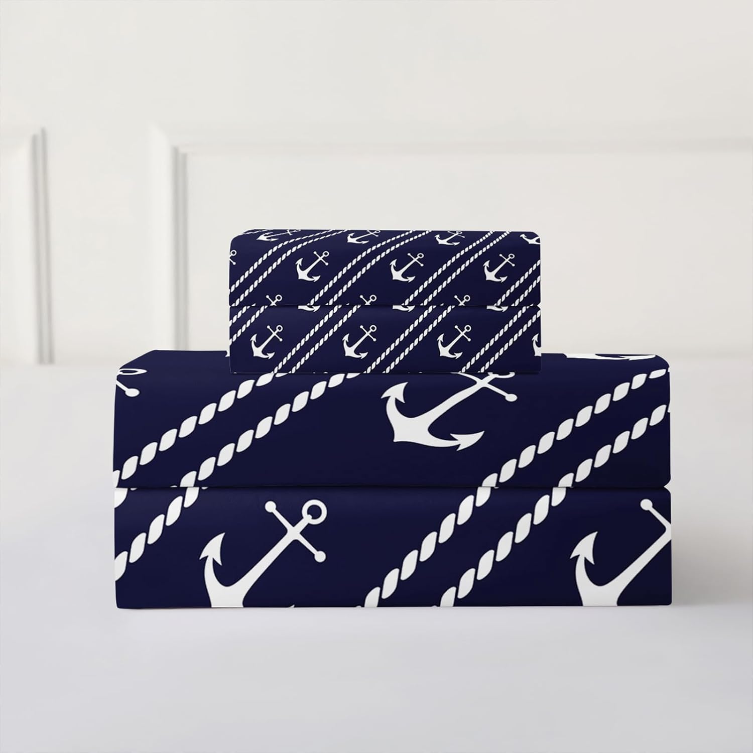 QOOMO Anchor Stripe Nautical Bedding Set