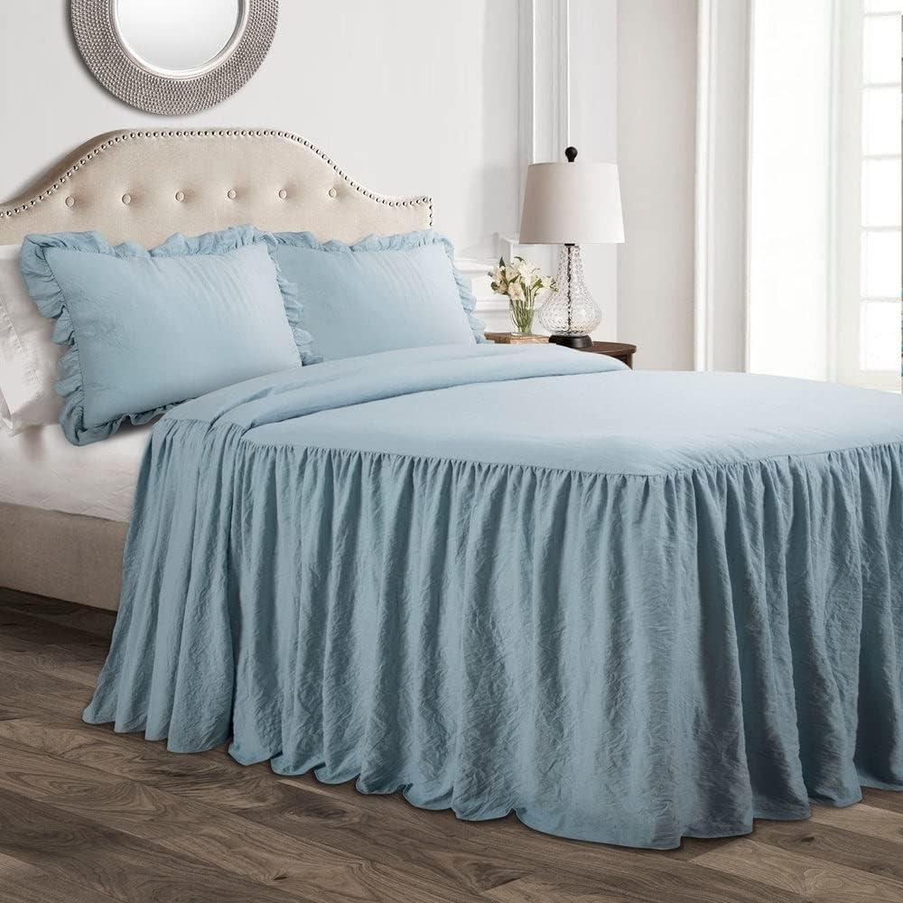 Lush Decor Ruffle Skirt Bedspread Set - Queen Lake Blue