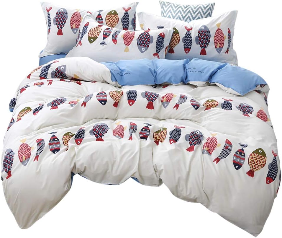 Feelyou Fish Duvet Cover Set Queen 3 Pieces