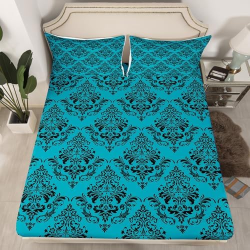 Gothic Bohemian Floral Twin Fitted Sheet Set
