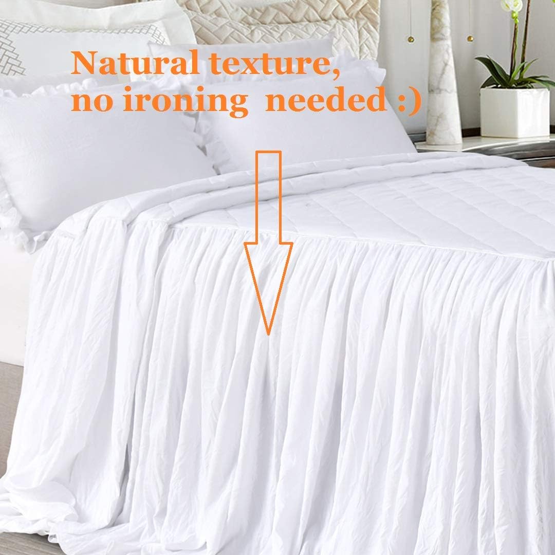 QSH Queens House Ruffle Skirt Bedspread 3 Piece Set