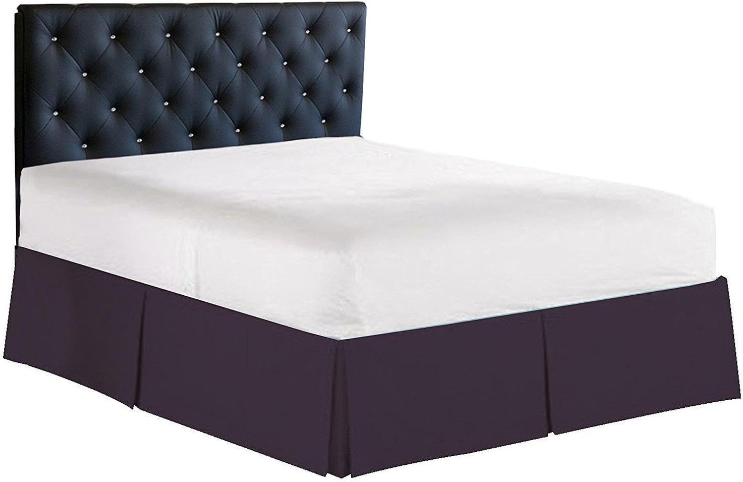 Elegance Linen 1500 Thread Count Bed Skirt - Queen Eggplant Purple 14in Drop