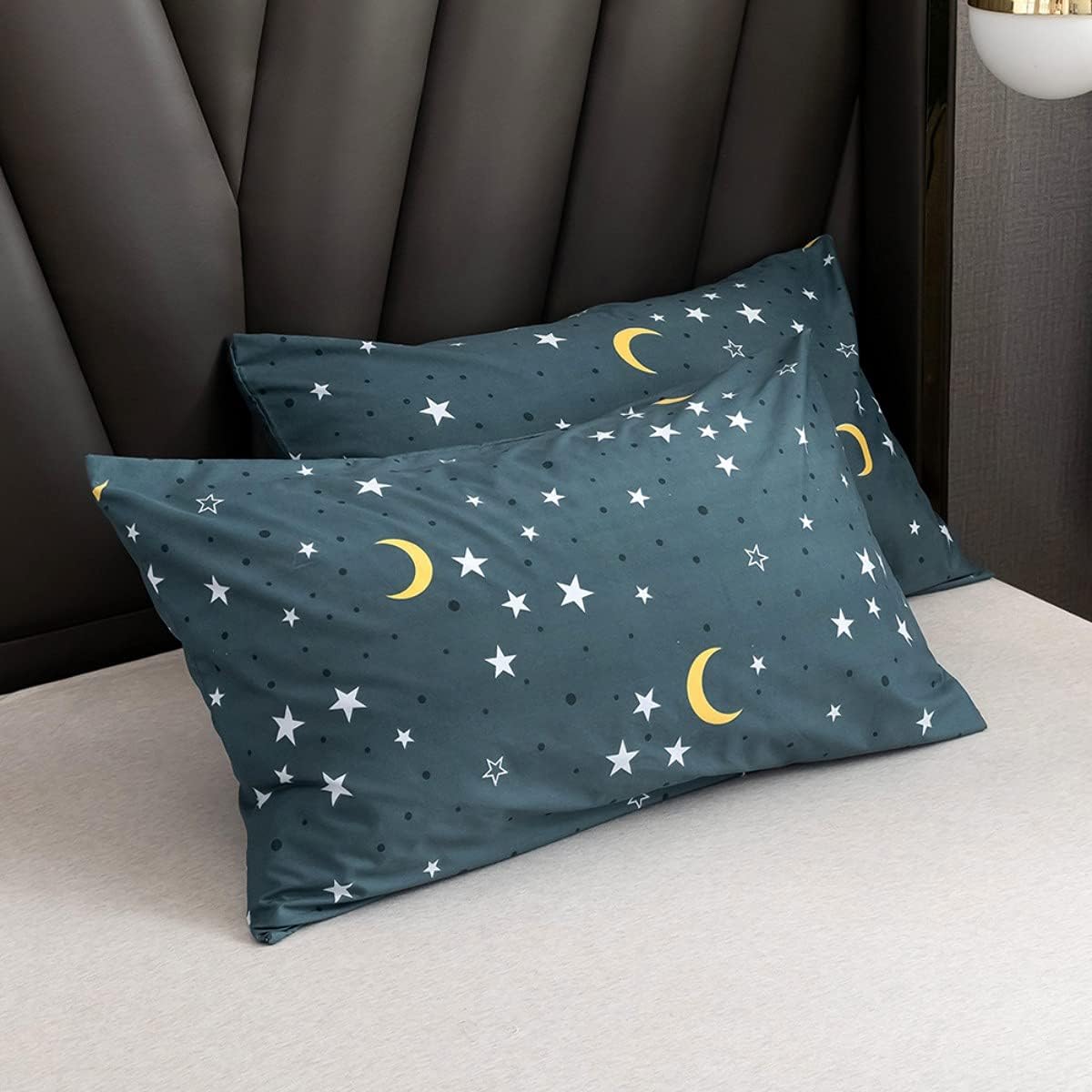Jejeloiu 4 Piece Star Moon Bed Sheet Set King Size