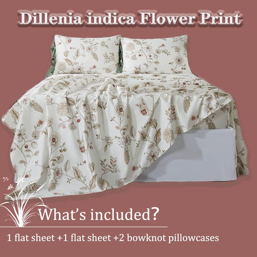 FADFAY Floral Twin XL Sheets 4Pcs Set