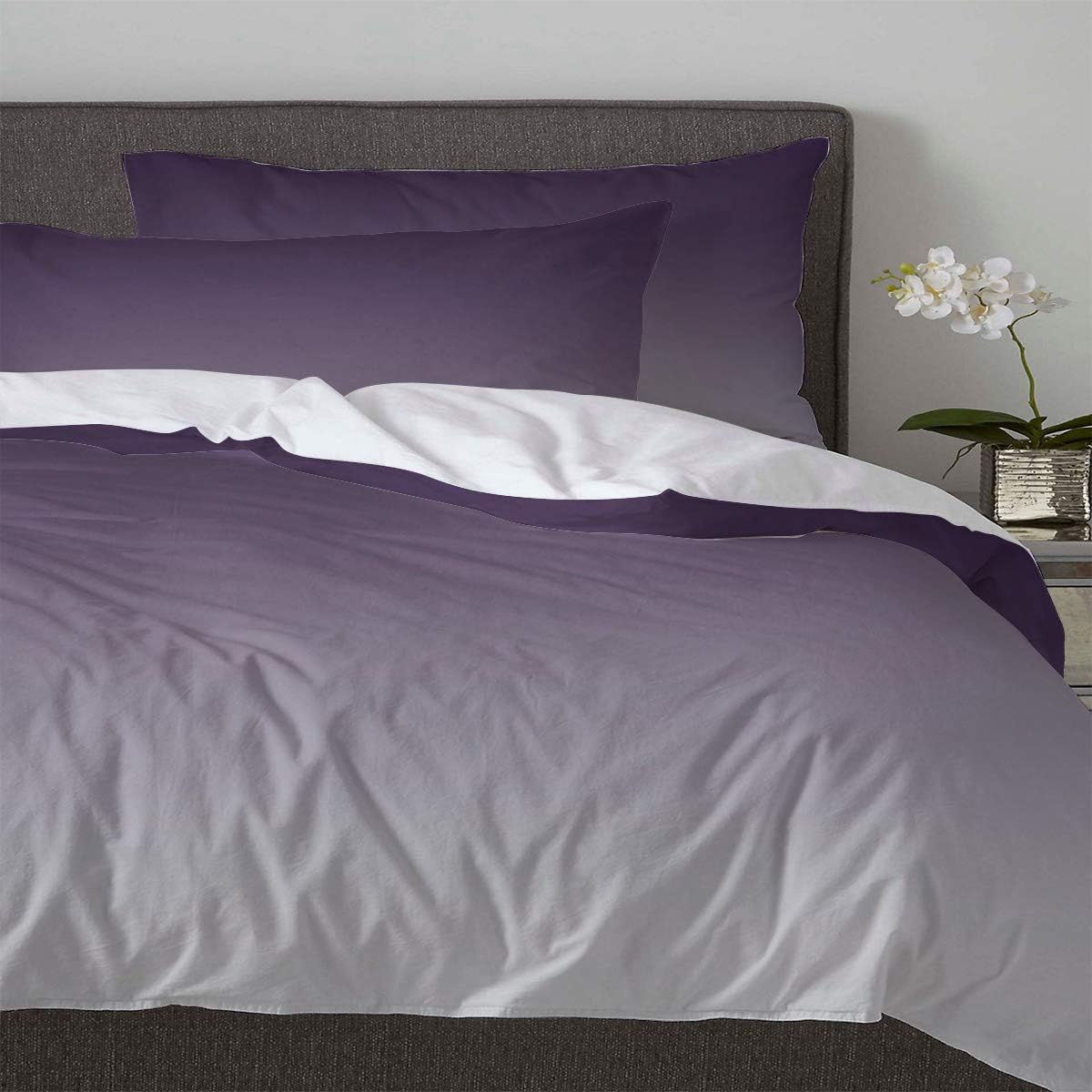 HELLOWINK King Size Duvet Cover 3 Piece Set Ombre Purple