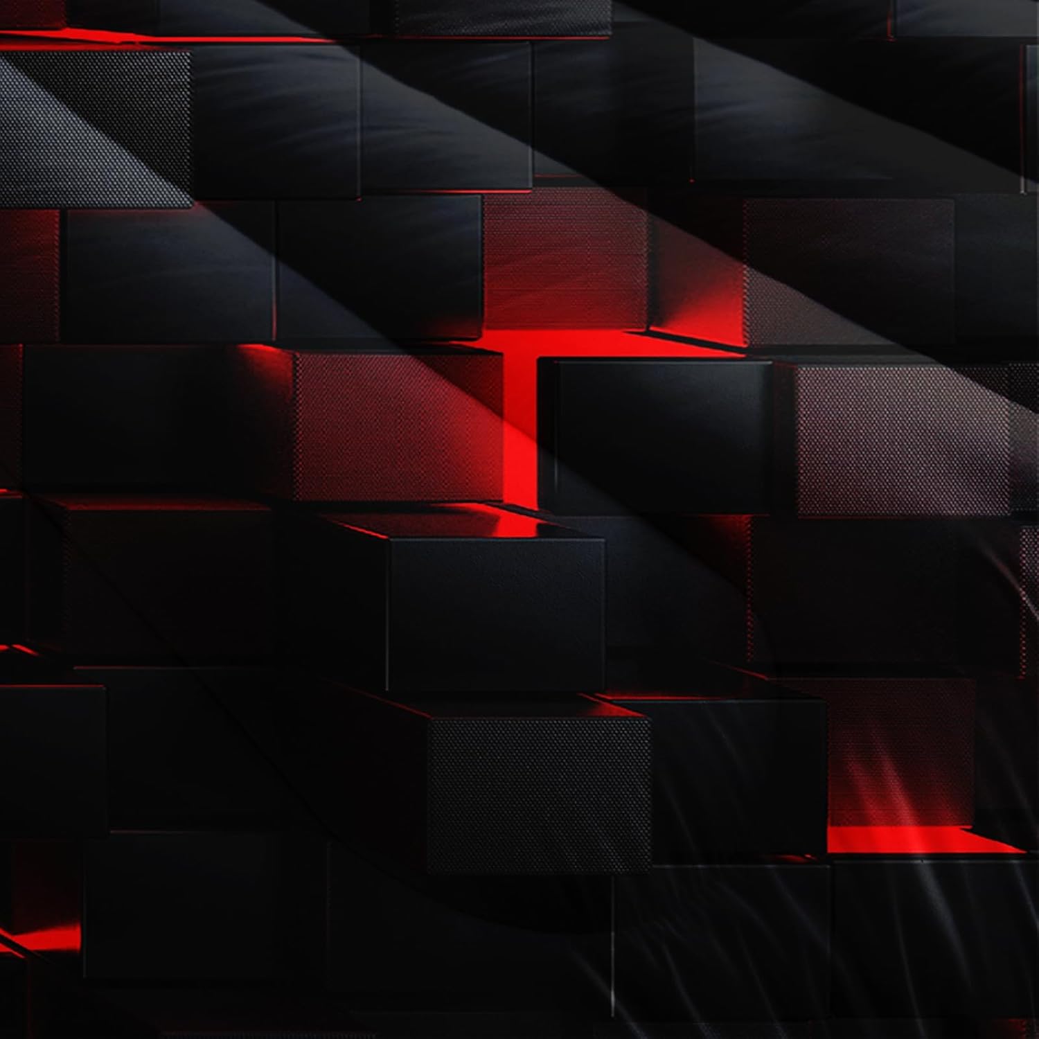 Neon Red Black Kids Comforter Set 3PCS Geometric Honeycomb Bedding