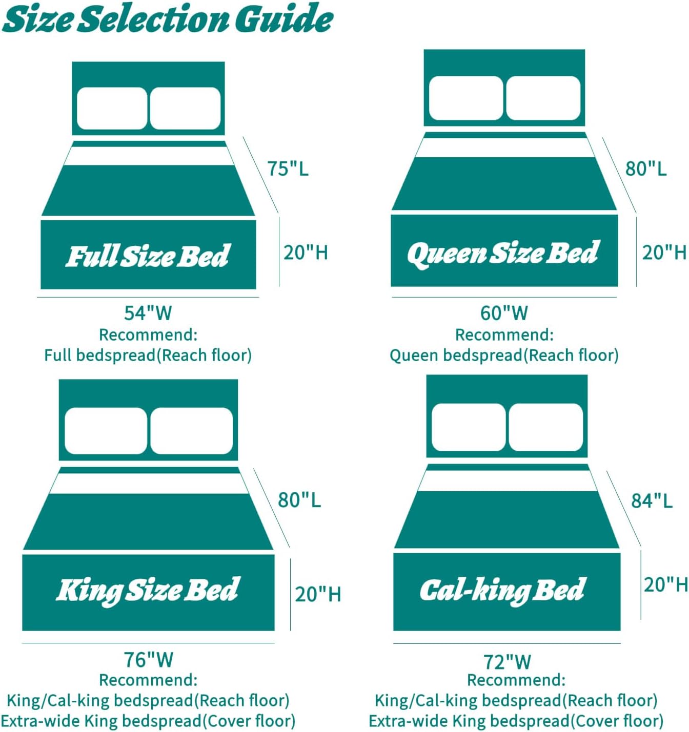 HZ HY Oversized King Bedspread Set - Teal Blue