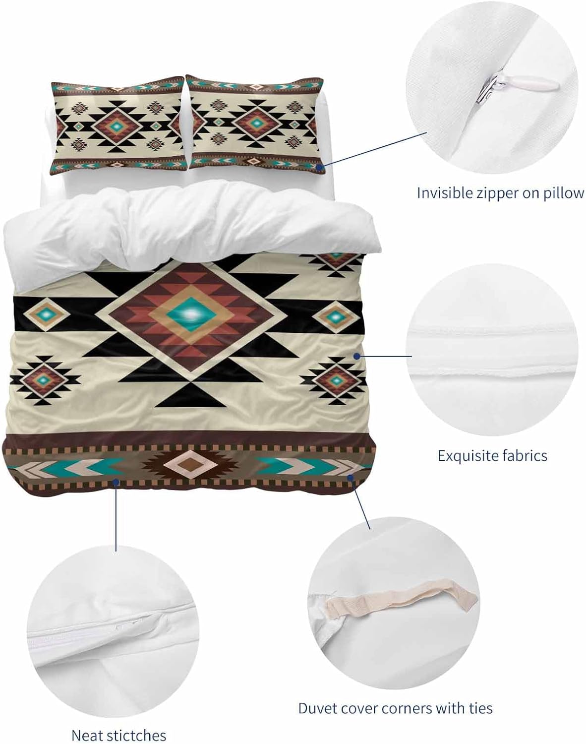 ZOE GARDEN Southwest Geometric Duvet Cover Set 3 Pieces