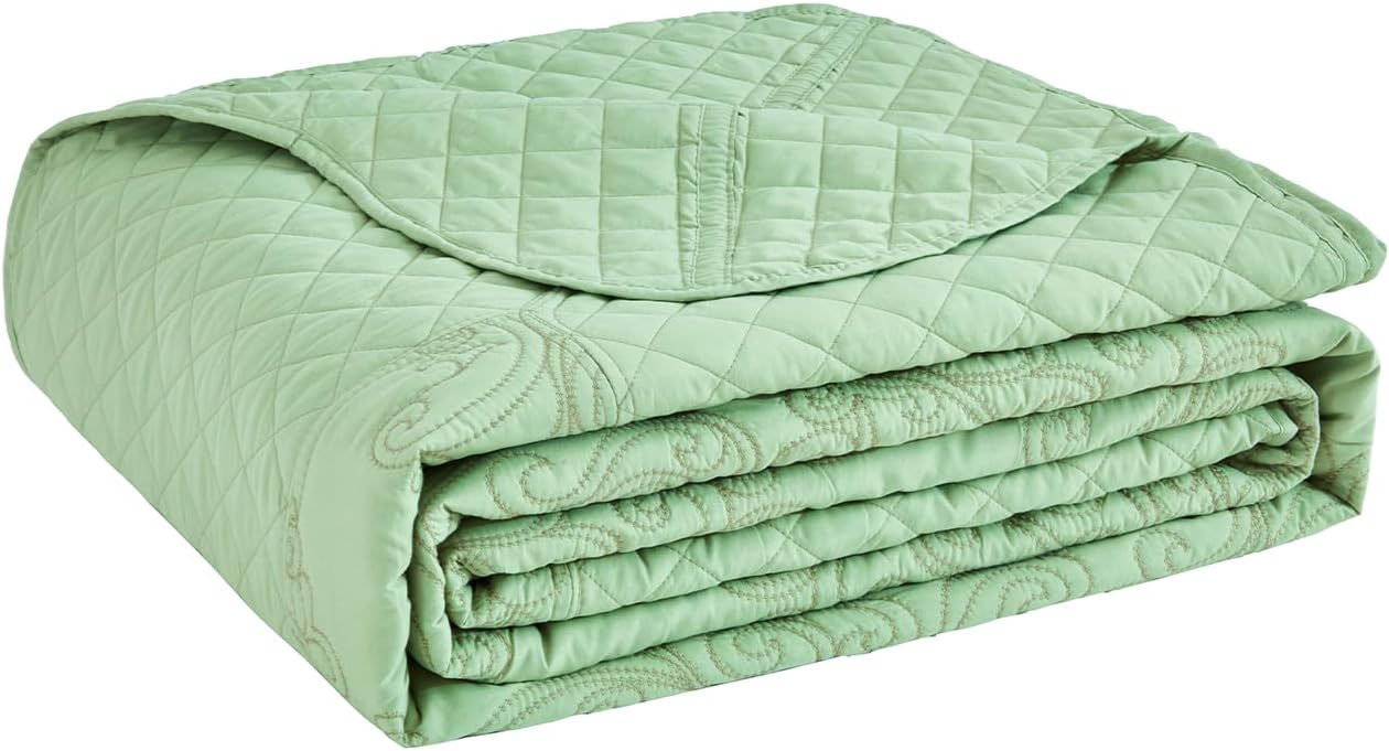 CHIXIN Bedspread Coverlet Set Queen Size - Luxury Damask Paisley Pattern