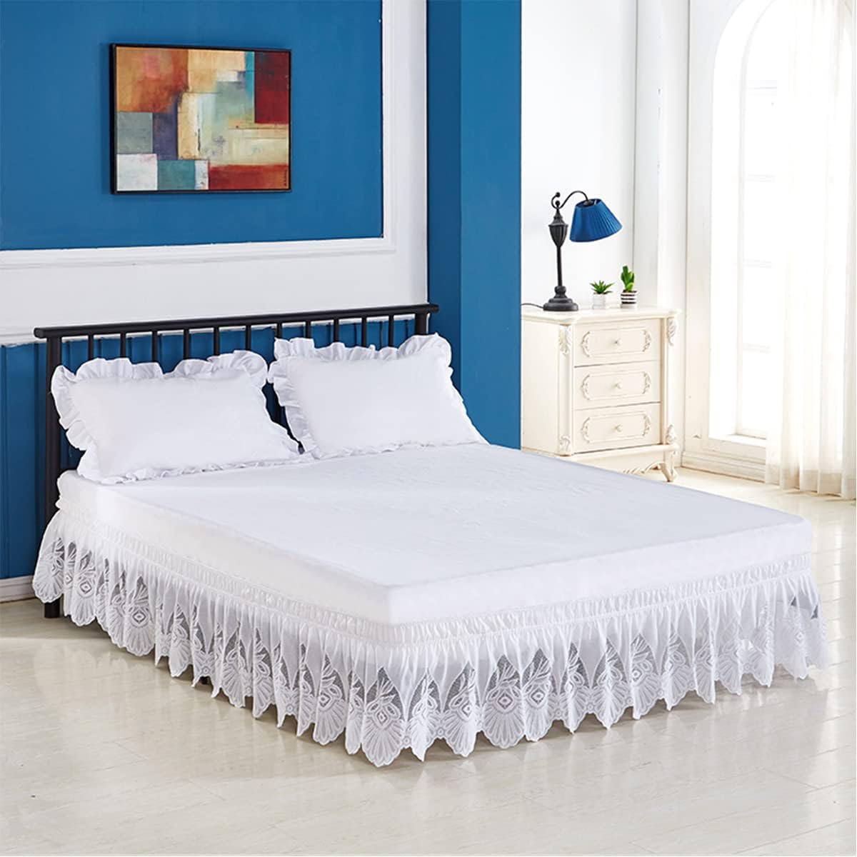 Lmaray Elastic Lace Bed Skirts 14 Drop Adjustable