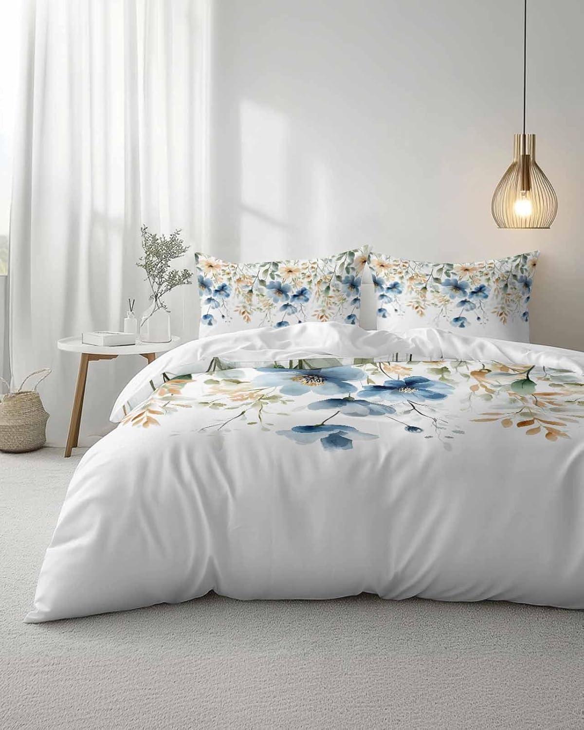 ZOE GARDEN Blue Floral Duvet Cover Set