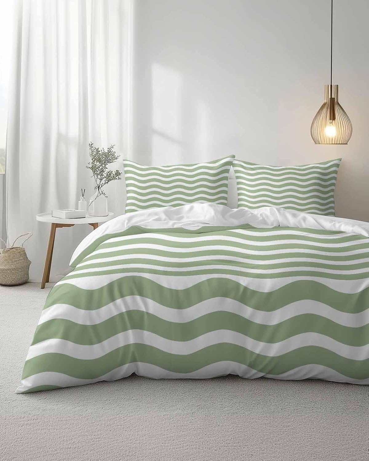 ZOE GARDEN Sage Green Duvet Cover Set 3 Pieces Full Size