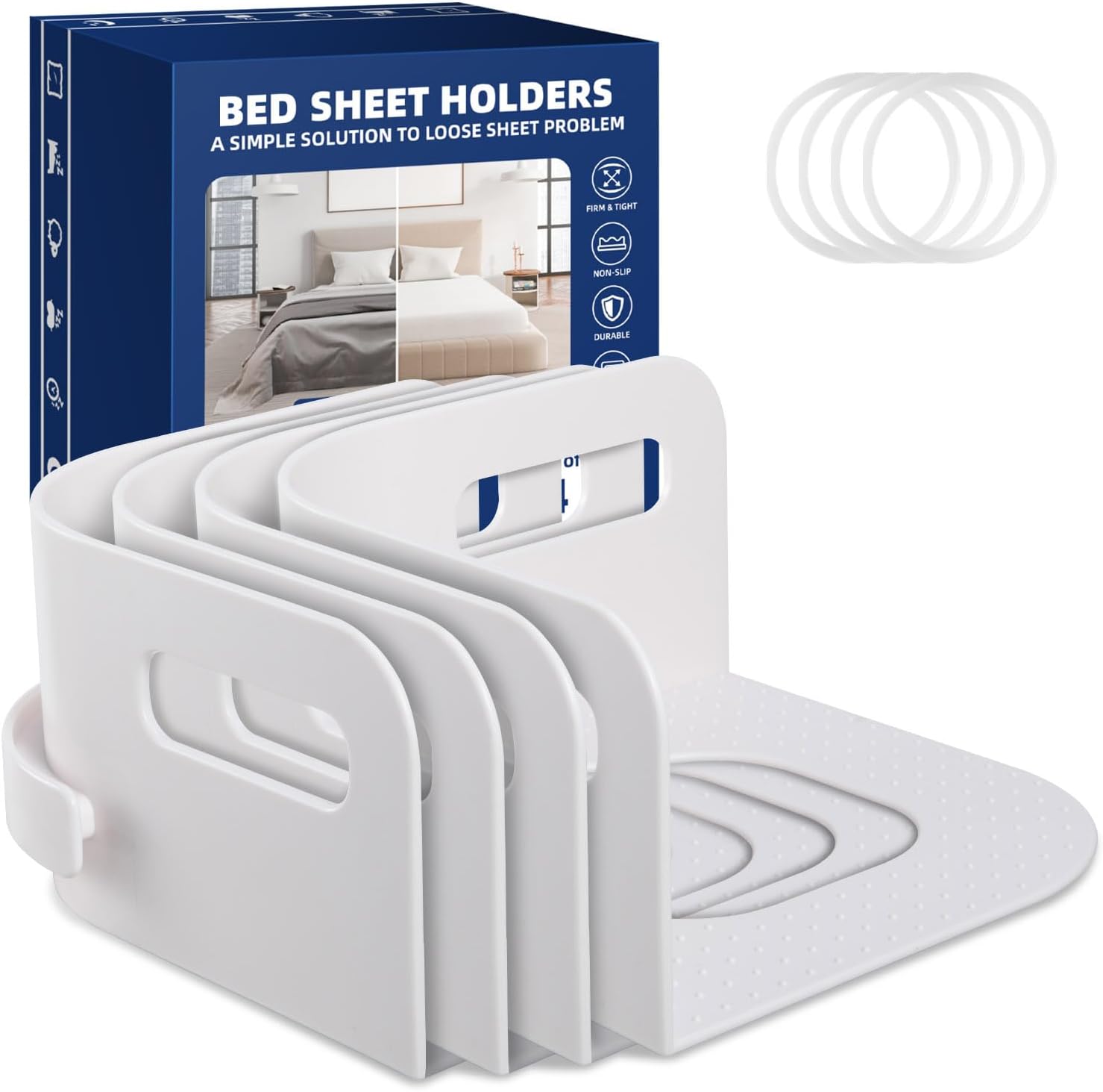 SARIUROS Bed Sheet Holders with Silicone Rings