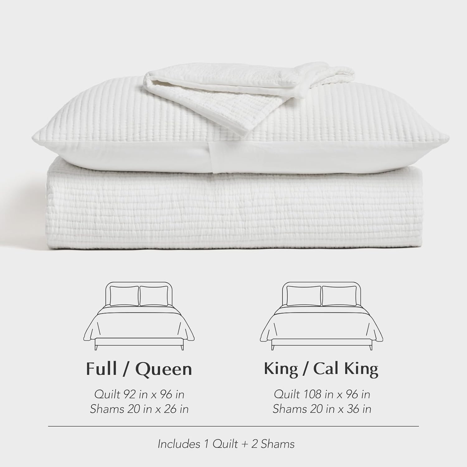 EVERGRACEHOME Cotton Gauze Queen Bedspread Set with 2 Shams Ivory White
