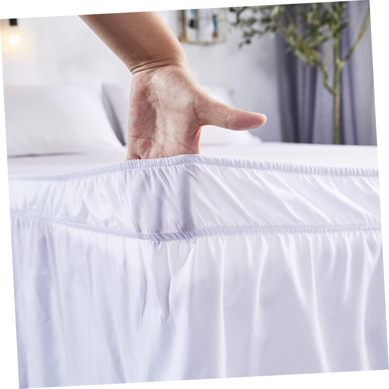 Elastic Bed Skirt - Ruffled Pleated Design for Full Bed Coverage