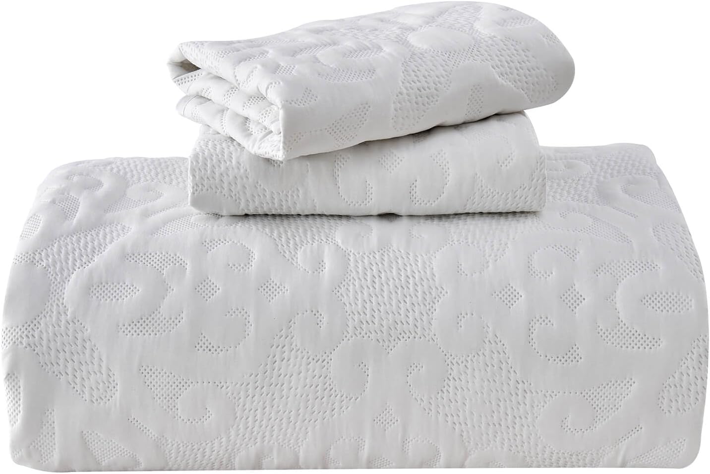 Kingnex King Size Bedspread Set 3 Pieces White