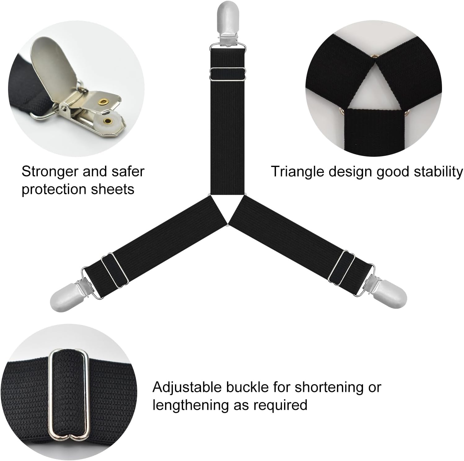 Heuihm Bed Sheet Holder Set 4PCS with Lock Strip