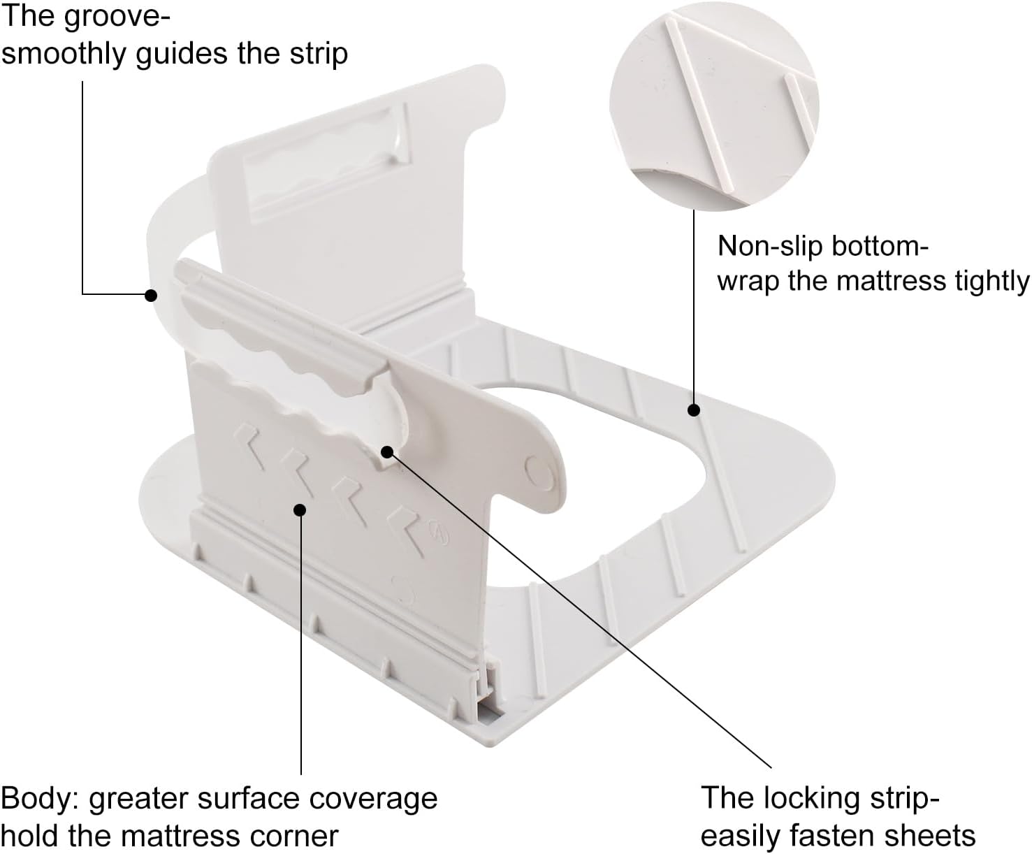 Heuihm Bed Sheet Holder Set 4PCS with Lock Strip